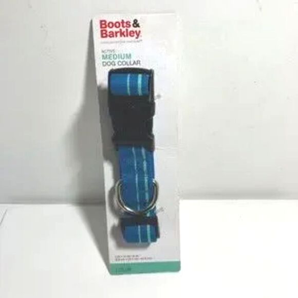 Dog Collar Blue with Teal Stripes by Boots & Barkley Medium and Red Nylabone NEW - Picture 3 of 7